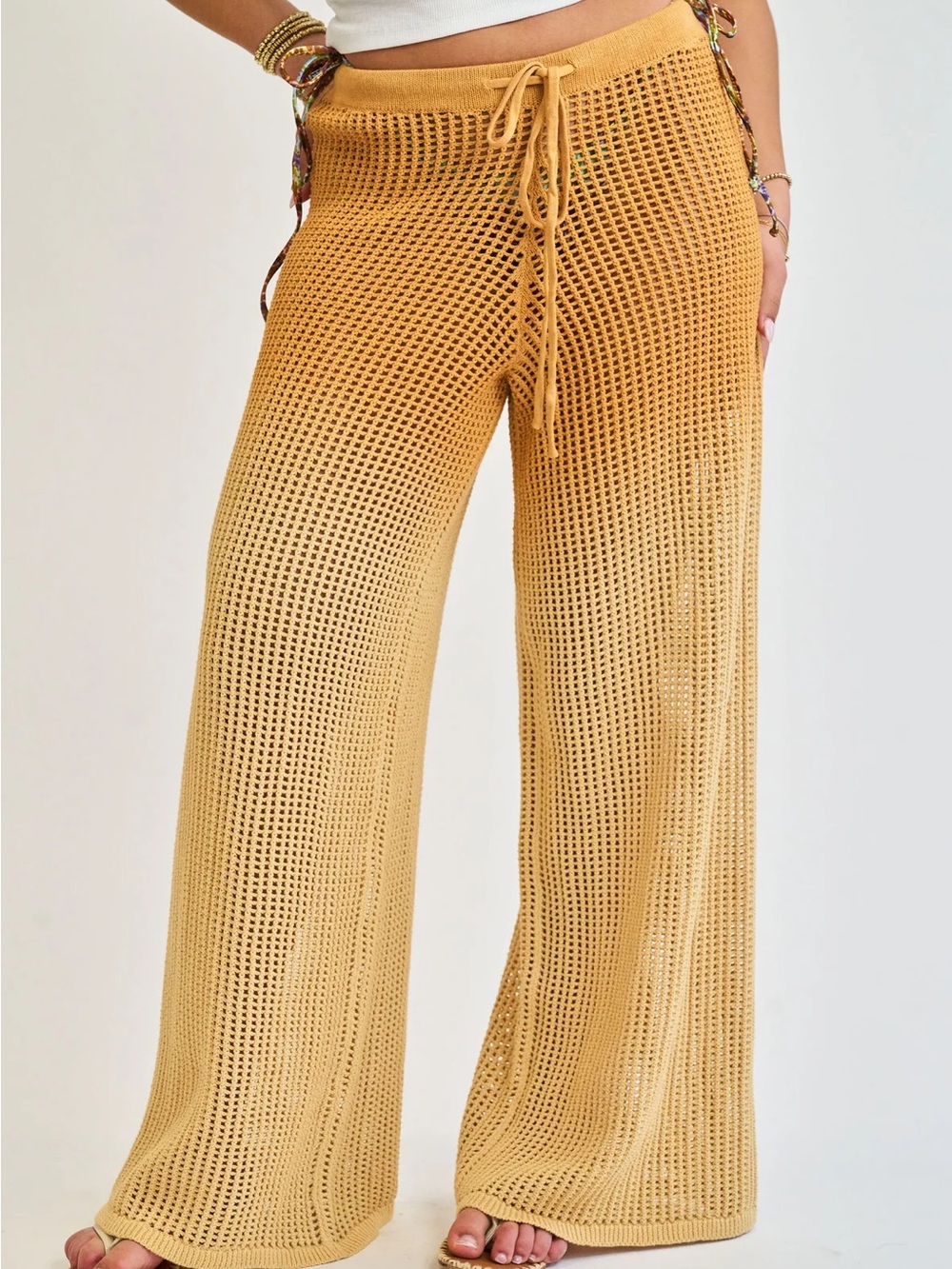 NWT Promesa Crochet Wide-Leg Beach Pants Orange Ombré